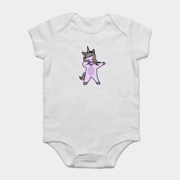 Cute Unicorn Dab Dance Dabbing Baby Bodysuit by logiamerch